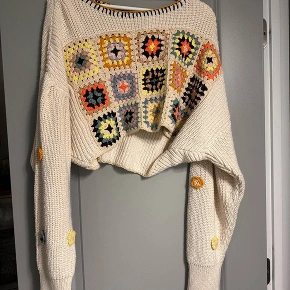 Free people Colorful Crochet Patchwork Sweater - Picture 2 of 5